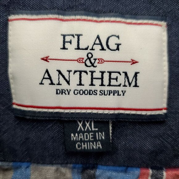 Flag & Anthem Shirt Mens XXL Red & Blue Plaid Short Sleeve Button Up Classic Fit - Picture 2 of 10